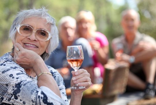 Lady with glass wine